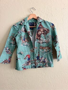 Nick & Nora Kids Mint Cowboy Print Pajama Top / Blazer
